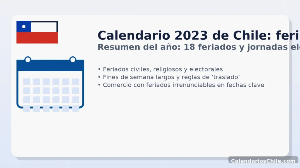Calendario 2023 de Chile: lista de feriados, fines de semana largos y fechas clave
