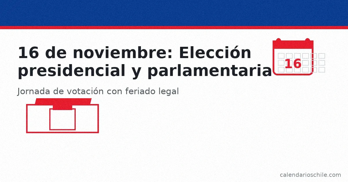 Elección presidencial y parlamentaria 16 de noviembre 2025: imagen con ícono de urna y calendario