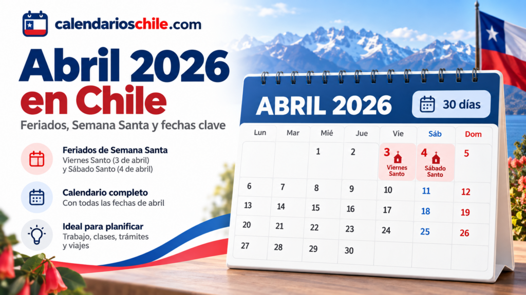 Calendario de abril en Chile