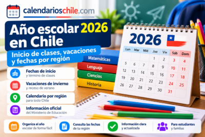 Año escolar 2026 en Chile con inicio de clases, vacaciones y fechas por región