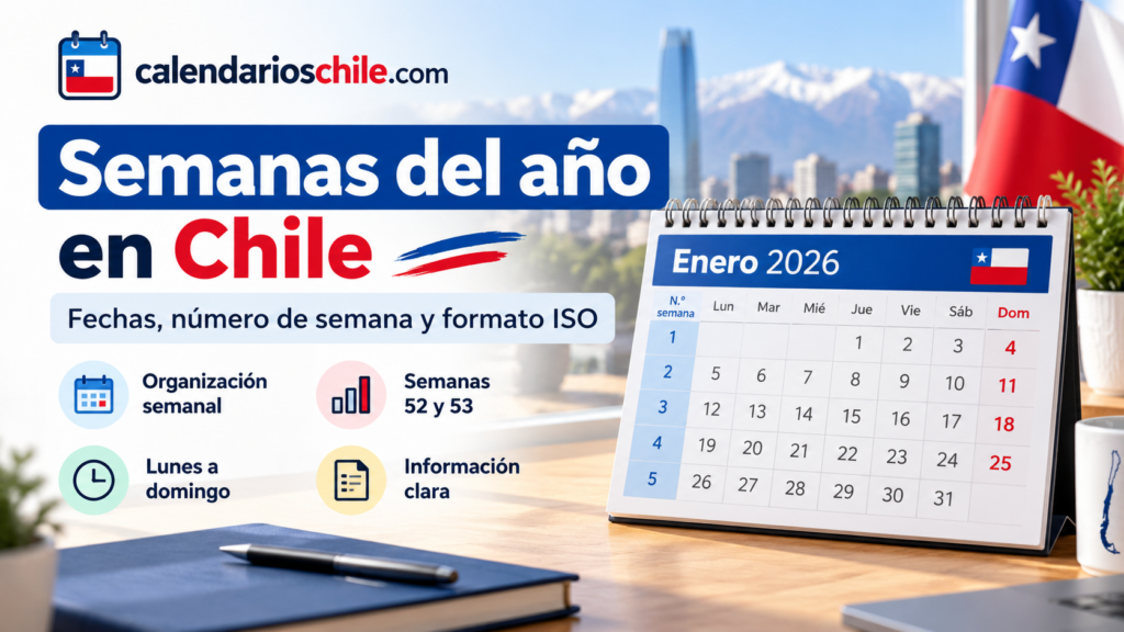 Semanas del año en Chile con fechas, número de semana y formato ISO