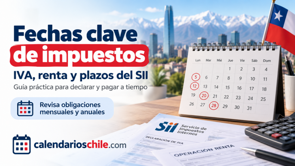 Fechas clave de impuestos en Chile con calendario, IVA, renta y plazos del SII