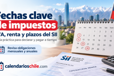 Fechas clave de impuestos en Chile con calendario, IVA, renta y plazos del SII