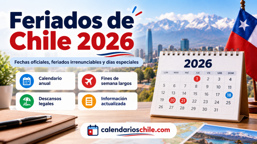 Feriados de Chile 2026 con fechas oficiales, días irrenunciables y fines de semana largos