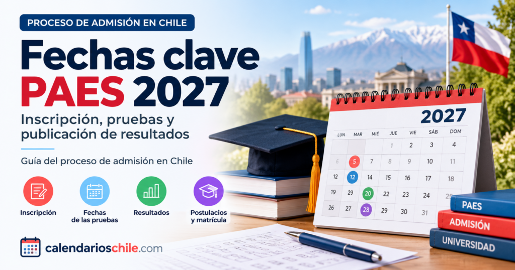 Fechas clave de la PAES 2027 en Chile, calendario de inscripción, rendición de pruebas, resultados y postulación universitaria.
