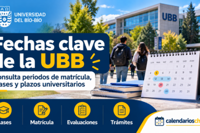 Calendario académico de la Universidad del Bío-Bío (UBB) en Chile, con fechas de matrícula, clases, evaluaciones y trámites universitarios.