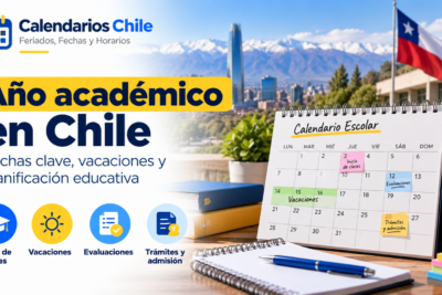 Calendario académico en Chile con fechas de inicio de clases, vacaciones escolares, evaluaciones y procesos de admisión para organizar el año educativo.
