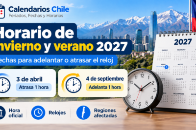 Cambio de hora en Chile 2027 con fechas del 3 de abril y 4 de septiembre para atrasar o adelantar el reloj según el horario de invierno y verano.
