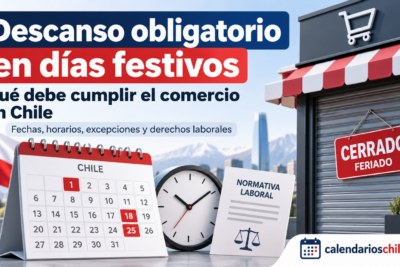 Descanso obligatorio durante los feriados irrenunciables en Chile, con calendario de fechas, cierre del comercio, excepciones y derechos laborales.