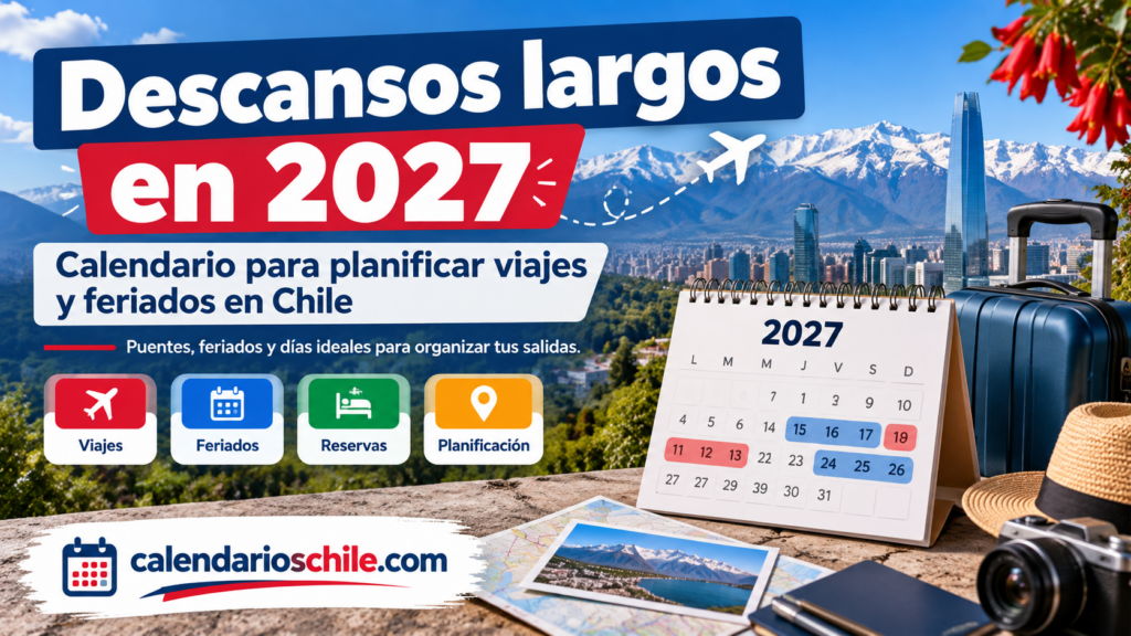 Fines de semana largos en Chile 2027 con calendario de feriados, fechas clave y recomendaciones para planificar viajes, reservas y escapadas.
