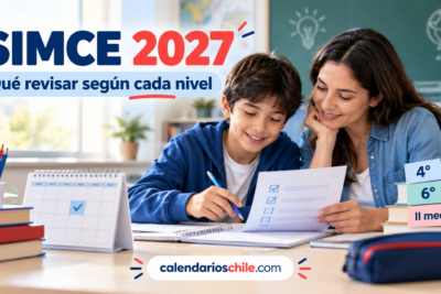 Apoderada y estudiante revisan una lista escolar y un calendario para organizarse según el curso antes de las evaluaciones en Chile.