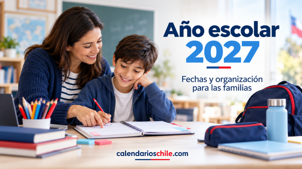 Familia organiza útiles y revisa un planificador escolar en casa para prepararse para el próximo ciclo lectivo en Chile.